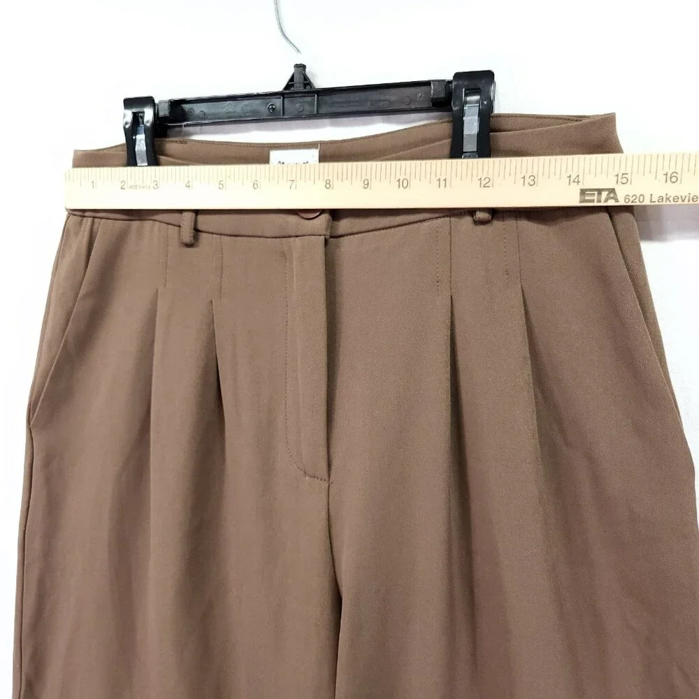 Princess Polly Pleated High Rise Wide Leg Dress Pants Size 8 Brown Trouser